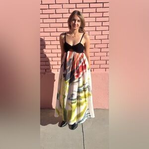 AMUR Black and Multicolor Tie-Dye Dress